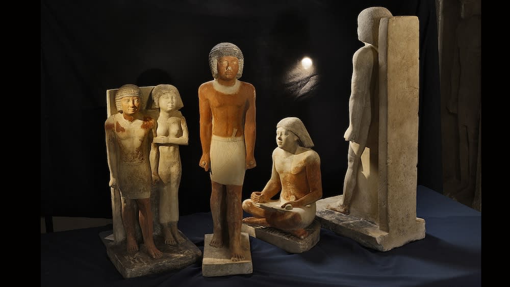  A selection of statues depicting ancient Egyptians. . 