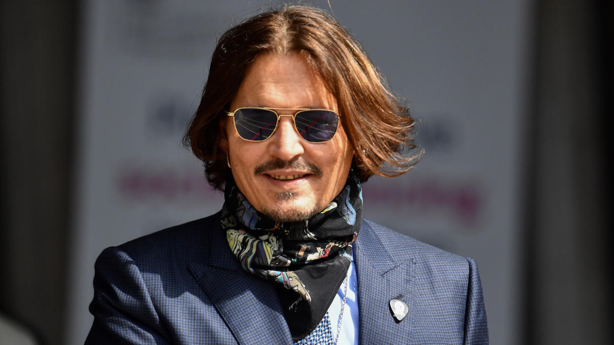  Johnny Depp arriving to Royal Courts of Justice, the Strand on July 24, 2020 in London, England. 