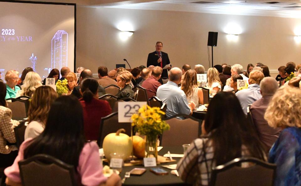 An audience filled the room for the i.d.e.a.wf Award Ceremony luncheon on Wednesday, October 18, 2023 at MSU.