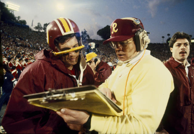 Head coach Joe Gibbs of the Washington Redskins looks on from the News  Photo - Getty Images