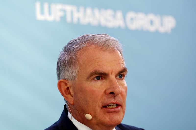 Germany's flagship airline Lufthansa holds the annual results news conference, in Frankfurt