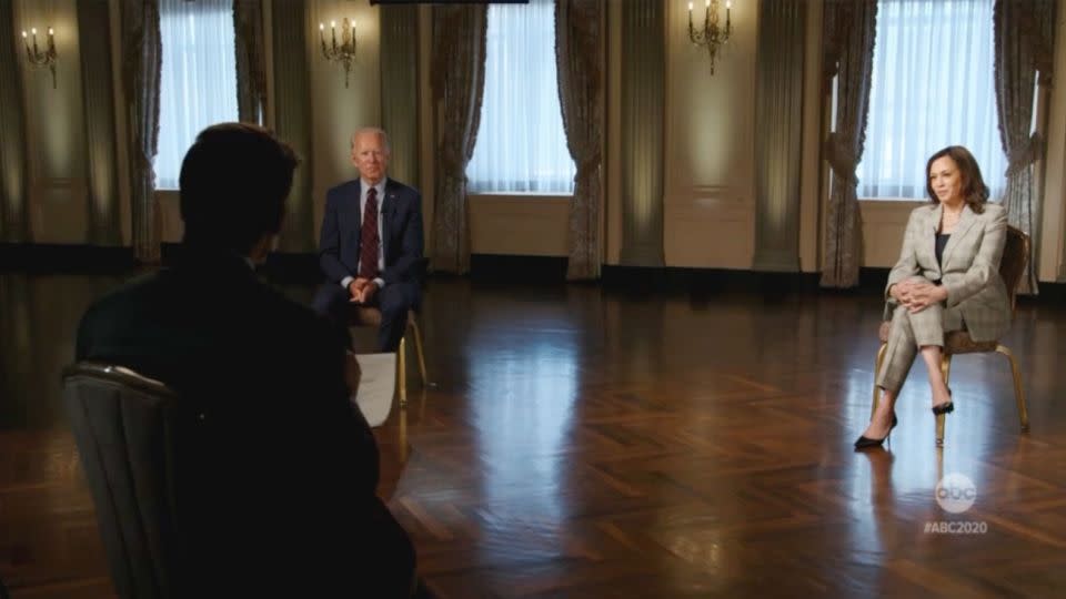 Biden and Harris appear in a joint interview on ABC News in August of 2020. - From ABC News