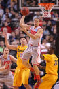 PORTLAND, OR - MARCH 15: Drew Gordon #32 of the New Mexico Lobos passes the ball while taking on Long Beach State 49ers in the second round of the 2012 NCAA men's basketball tournament at Rose Garden Arena on March 15, 2012 in Portland, Oregon. (Photo by Jed Jacobsohn/Getty Images)