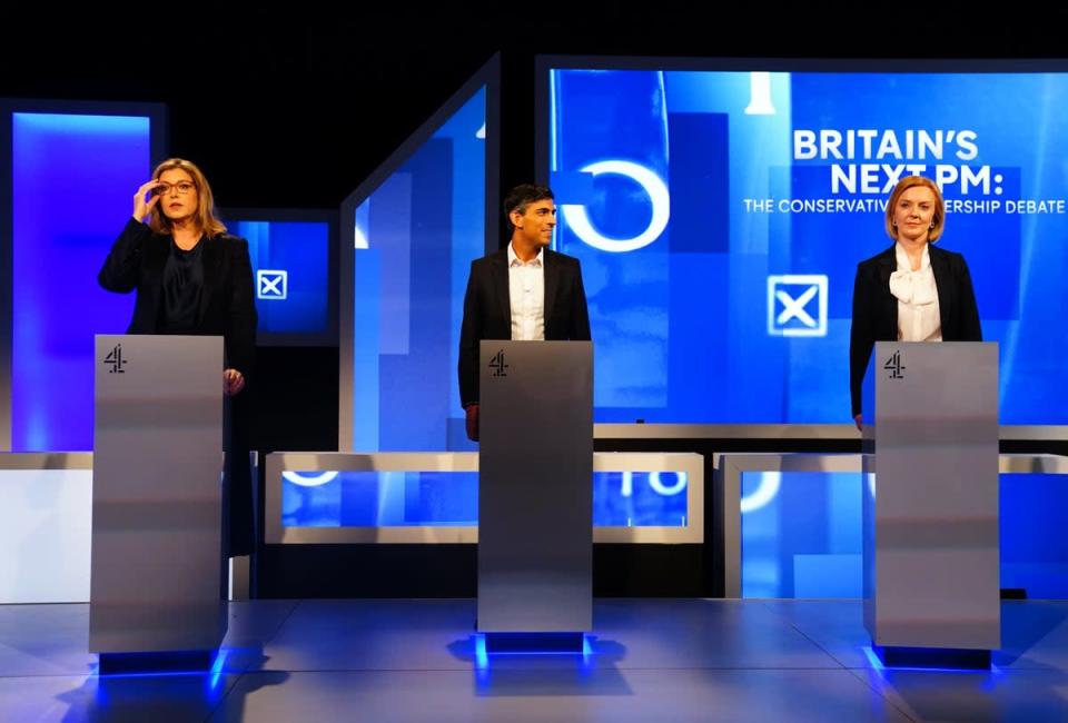 (Left-right) Kemi Badenoch, Penny Mordaunt, Rishi Sunak, Liz Truss and Tom Tugendhat before the live television debate (Victoria Jones/PA) (PA Wire)
