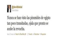 <p>Tras la crisis en Egipto, que tuvo movilizaciones multitudinarias y enfrentamientos, hizo este comentario sobre las piramides/David Bisbla/Twitter </p>