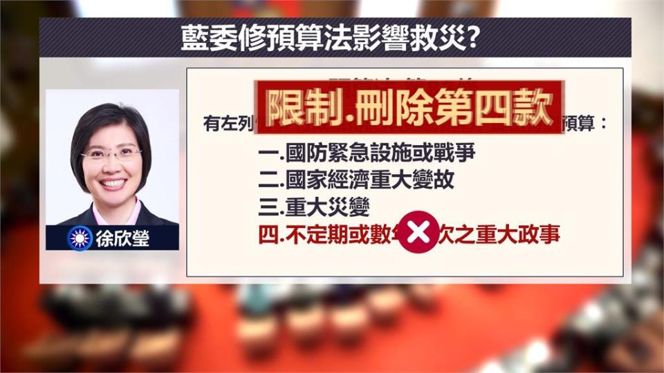 藍營強調修法不影響救災　吳思瑤痛批：卡死救命錢！