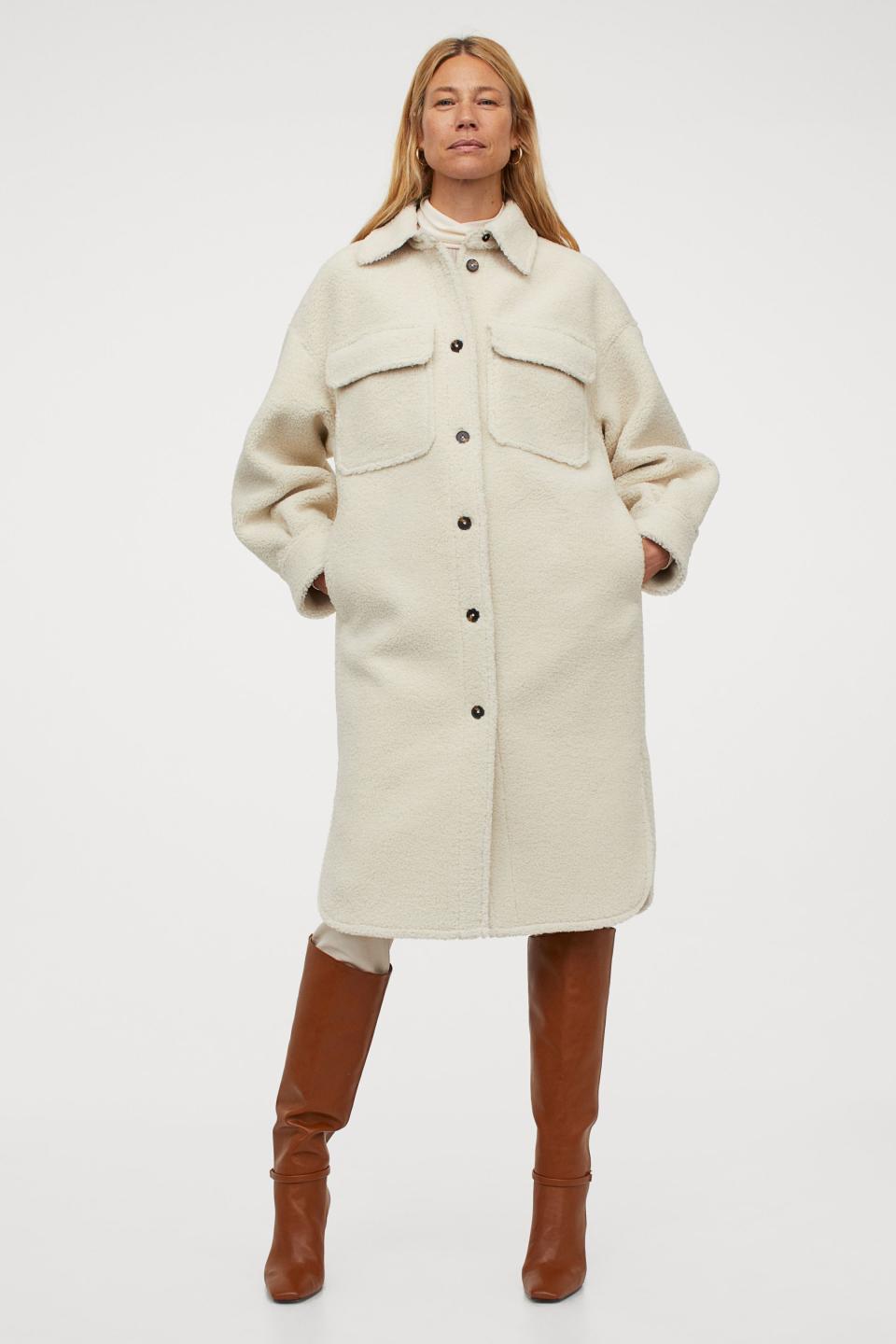 Long Faux Shearling Shacket