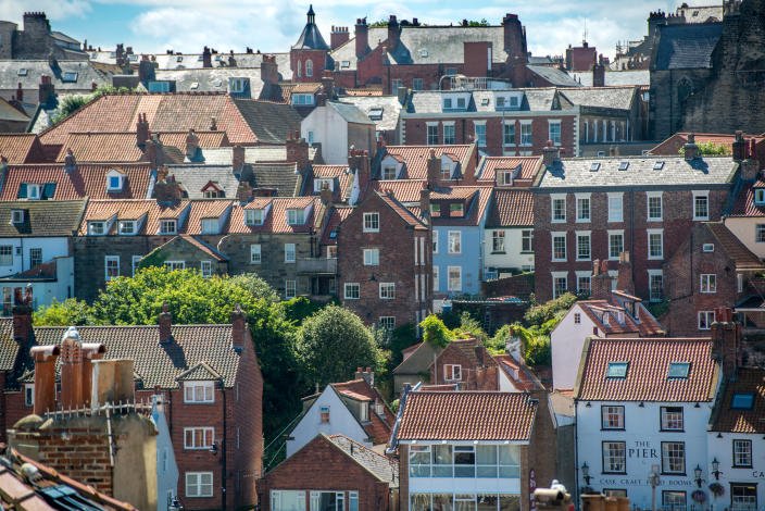 City scape of tightly arranged property in Whitby, Yorkshire property