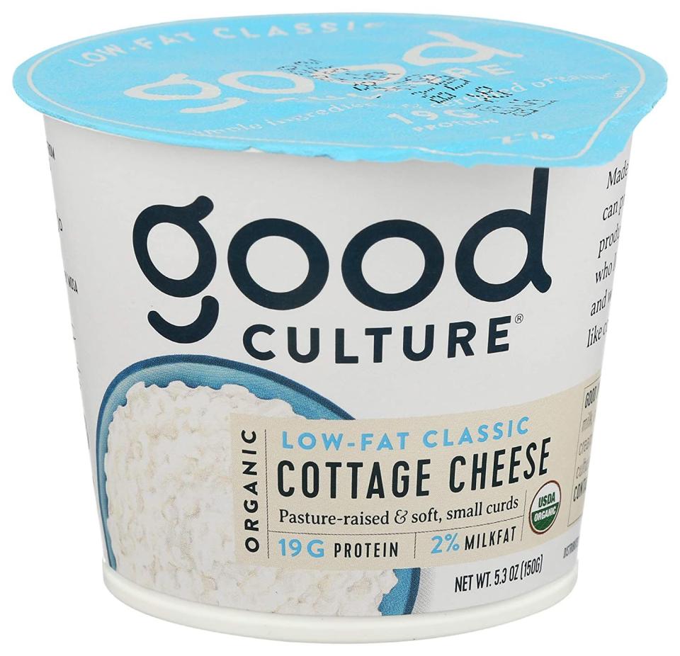 <p><a href="https://www.amazon.com/Good-Culture-Organic-Cottage-Cheese/dp/B089HF7PPC/?tag=syn-yahoo-20&ascsubtag=%5Bartid%7C2141.g.37871941%5Bsrc%7Cyahoo-us" rel="nofollow noopener" target="_blank" data-ylk="slk:Shop Now;elm:context_link;itc:0;sec:content-canvas" class="link ">Shop Now</a></p><p>Cottage cheese</p><p>$1.99</p><span class="copyright">Hearst Owned</span>