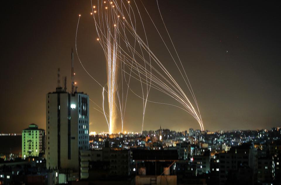 Rockets are launched from Gaza City on Tuesday night (AFP via Getty Images)