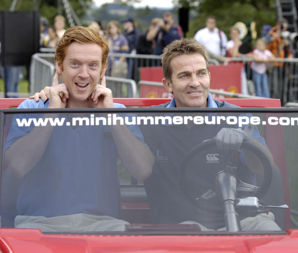 Damien Lewis and Bradley Walsh during The Northern Rock All Star Cup - Press Conference at Celtic Manor Resort in Newport, Great Britain. (Photo by Sandy Young/Getty Images)