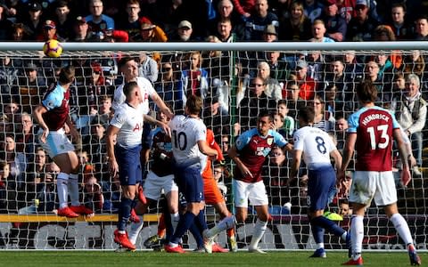 Chris Wood heads Burnley in front - Credit: Getty images