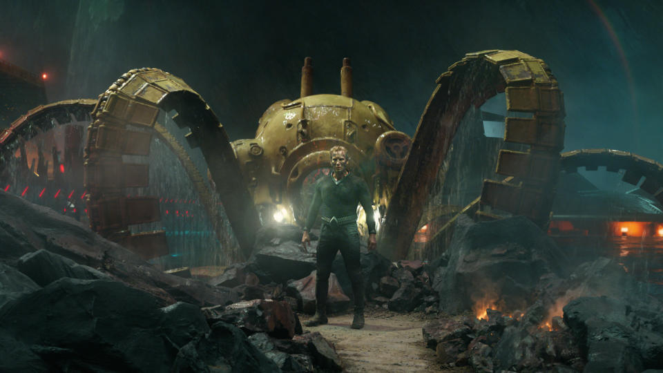 Patrick Wilson's Orm standing in front of tentacled vehicle in Aquaman and the Lost Kingdom