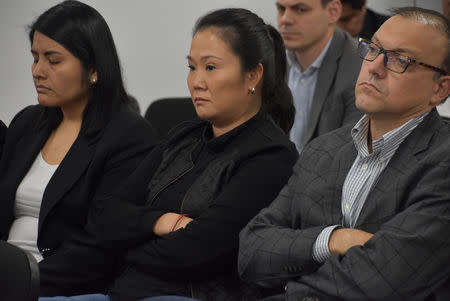 Opposition leader Keiko Fujimori attends a trial over allegations she used her conservative party to launder money for Brazilian construction company Odebrecht in Lima, Peru October 31, 2018. Courtesy of Justice Palace/ Handout via REUTERS