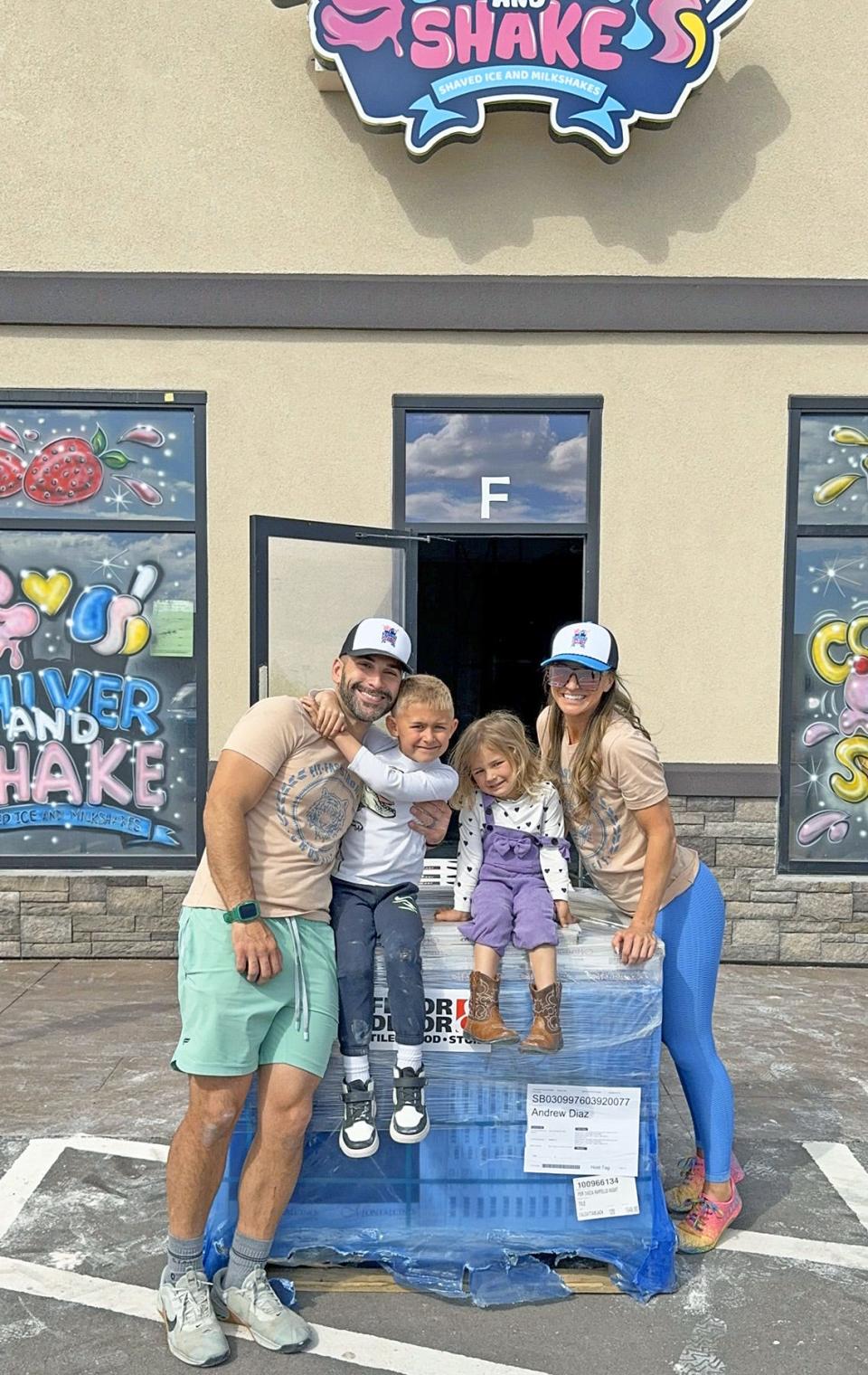 Shiver and Shake owners (from left) Andrew Diaz, Adam, Makena and Lisa in front of the Pueblo West store. Not pictured is Jordan, 2.