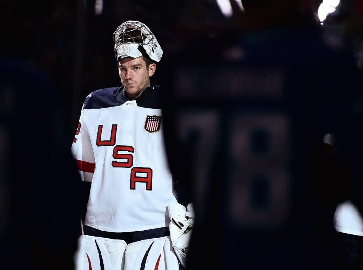 TORONTO, ON - SEPTEMBER 17: Jonathan Quick #32 of Team USA stands during pregame before taking on Team Europe during the World Cup of Hockey 2016 at Air Canada Centre on September 17, 2016 in Toronto, Ontario, Canada. (Photo by Minas Panagiotakis/World Cup of Hockey via Getty Images)