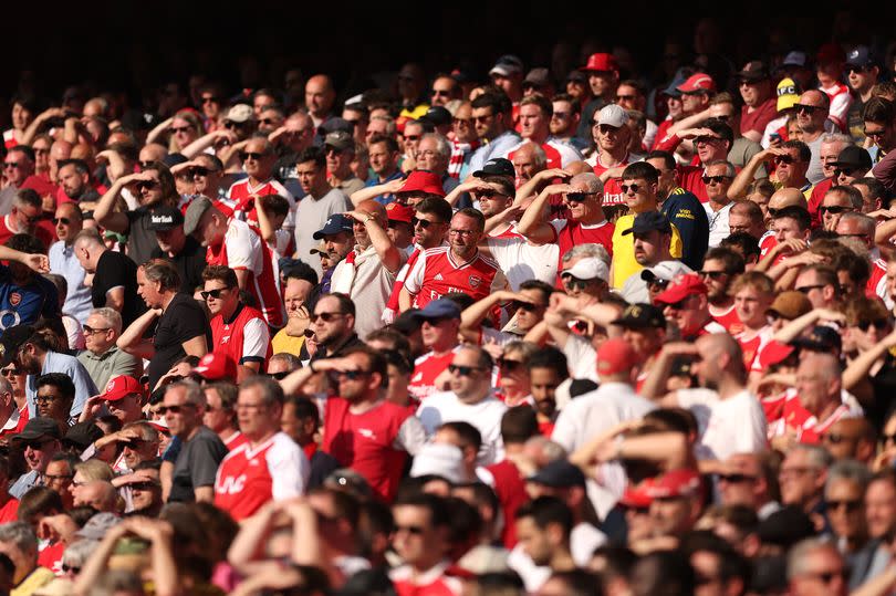 Arsenal fans during the Premier League clash against Everton