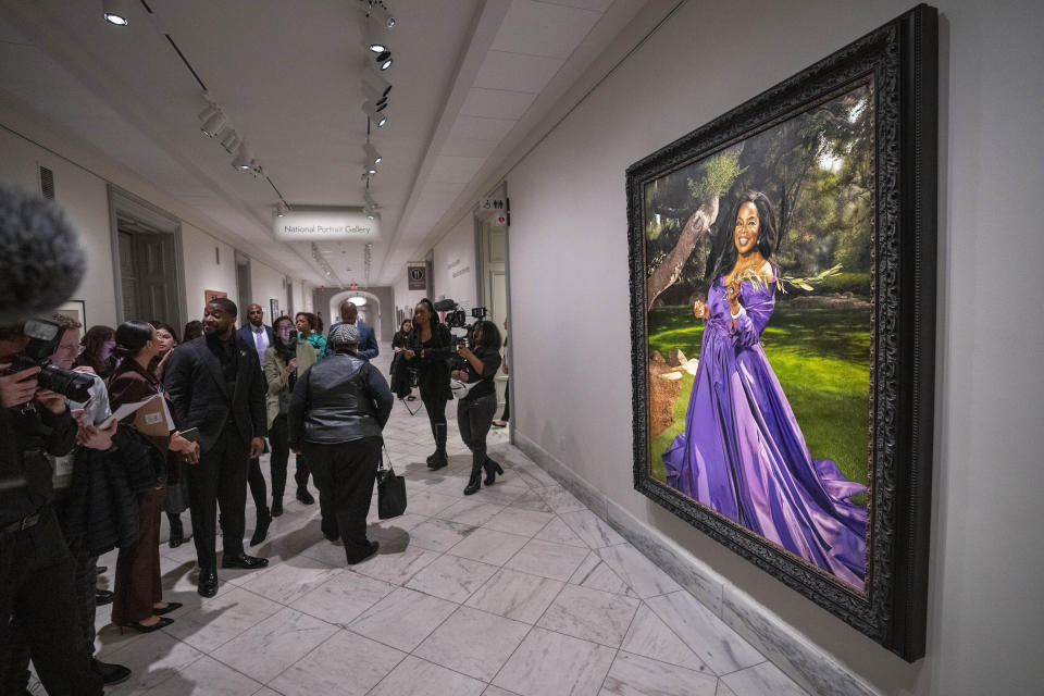 A portrait of Oprah Winfrey by artist Shawn Michael Warren is seen during a media preview, Wednesday, Dec. 13, 2023, at the Smithsonian's National Portrait Gallery in Washington. (AP Photo/Jacquelyn Martin)