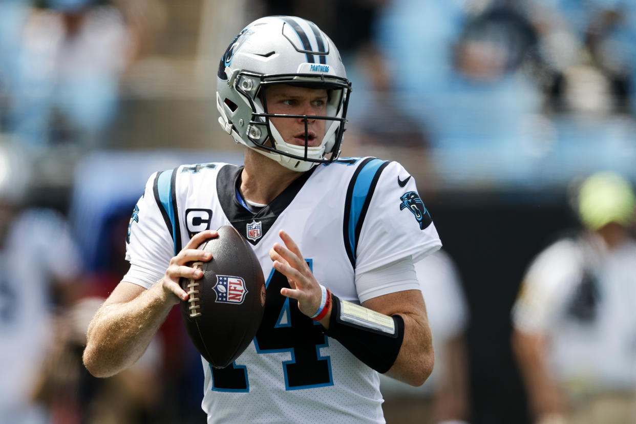 Carolina Panthers quarterback Sam Darnold had a good Week 2 against the New Orleans Saints. (AP Photo/Nell Redmond)