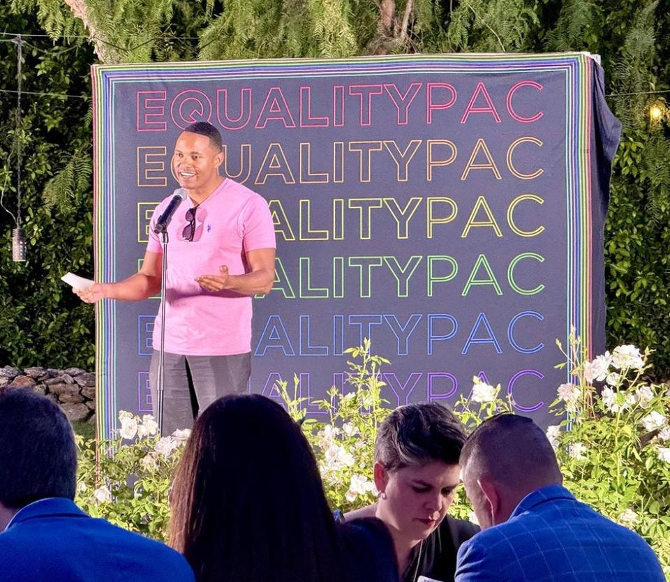 Equality Pac Mark Takano and Ritchie Torres with Nancy Pelosi 