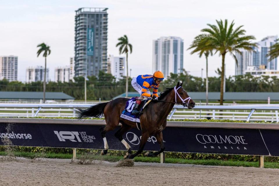 John Velazquez guided Fierceness to victory in the Florida Derby at Gulfstream Park on March 30.