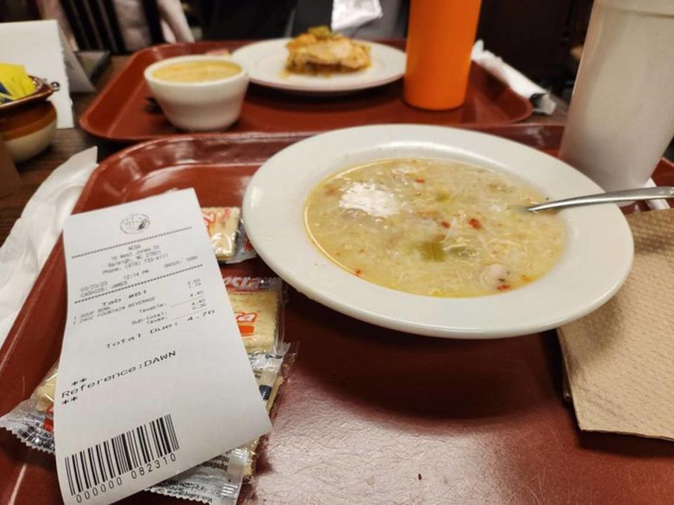 The lemon chicken soup is available on Thursdays, but not every Thursday, at the Legislative Building Cafeteria in downtown Raleigh, N.C.