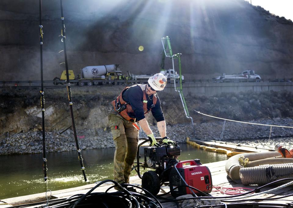 Lucas Arneson works at the Deer Creek Intake Project in Heber City on Wednesday, Nov. 15, 2023. | Laura Seitz, Deseret News