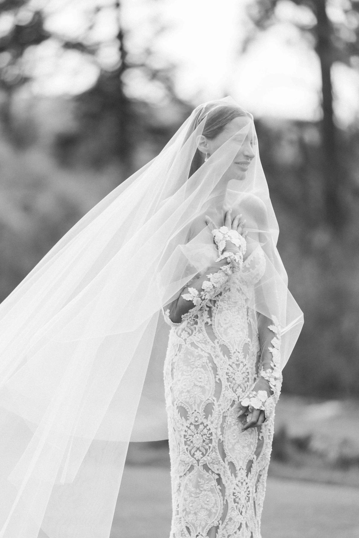 Dramatic Black Lace and Tulle Bridal Veil