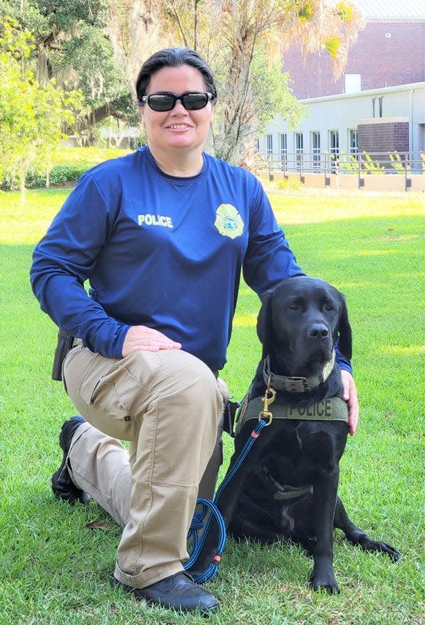 Rocket and his handler, Aida Limongi, a special agent with the Florida Department of Law Enforcement.