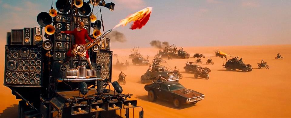 MAD MAX: FURY ROAD, top left: Iota on the Doof Wagon, 2015. © Warner Bros. / Courtesy Everett Collection