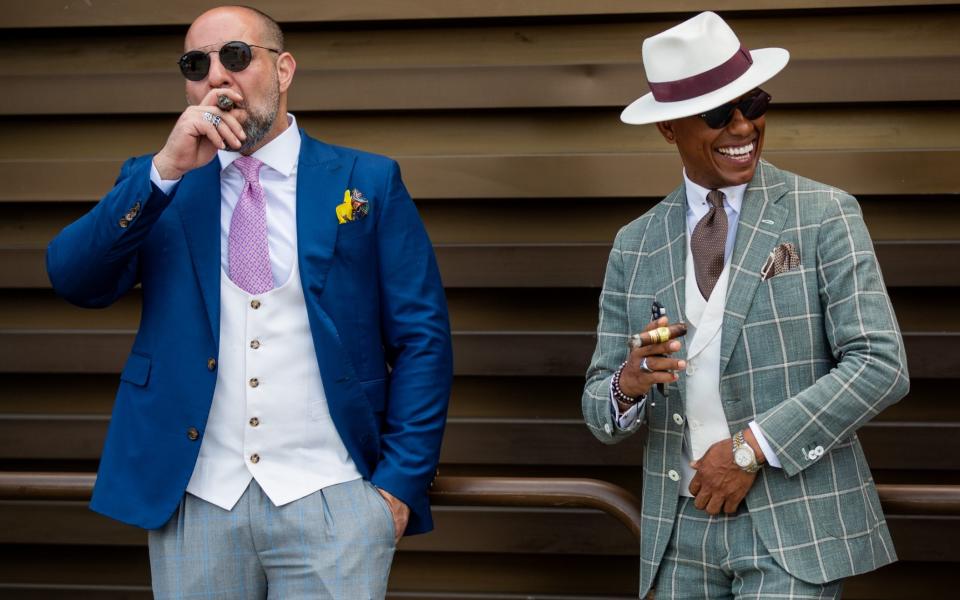 Guests seen wearing checkered green suit, hat at the Pitti Immagine Uomo 102 at Fortezza Da Basso on June 16, 2022 in Florence, Italy. - Christian Vierig