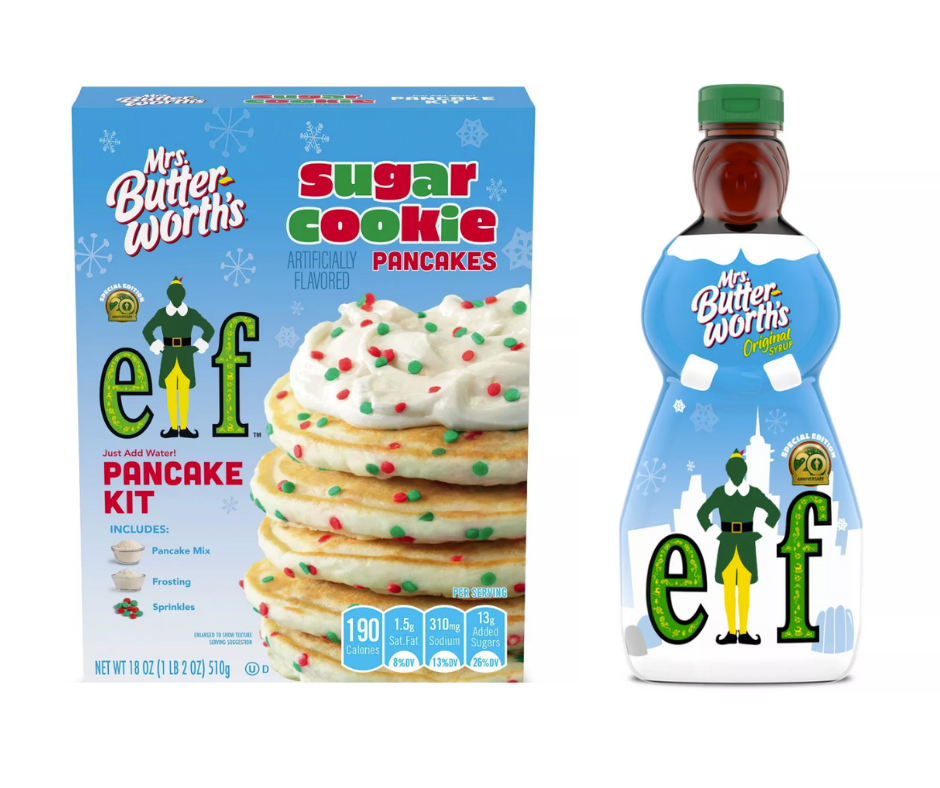Mrs Butterworth Elf Pancake Mix and Syrup