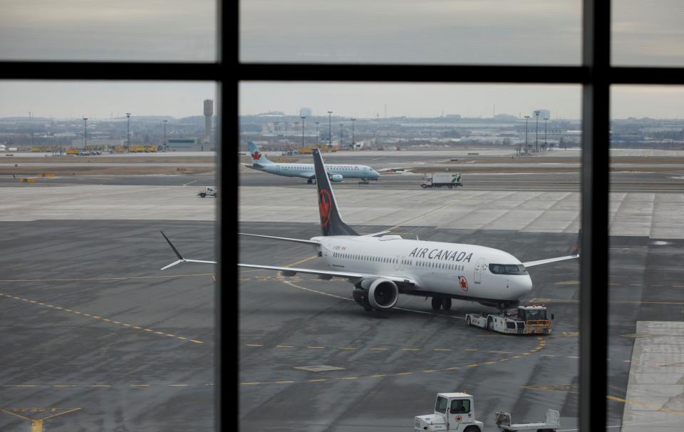 An Air Canada Boeing 737 MAX 8 jet is taxied on the tarmac at Toronto Pearson International Airport on March 13, 2019 in Toronto, Canada.