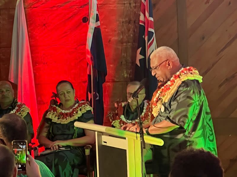 Pacific Islands Forum Chairman and Fiji PM Bainimarama attends the launch of the 2050 Strategy for the Blue Pacific Continen