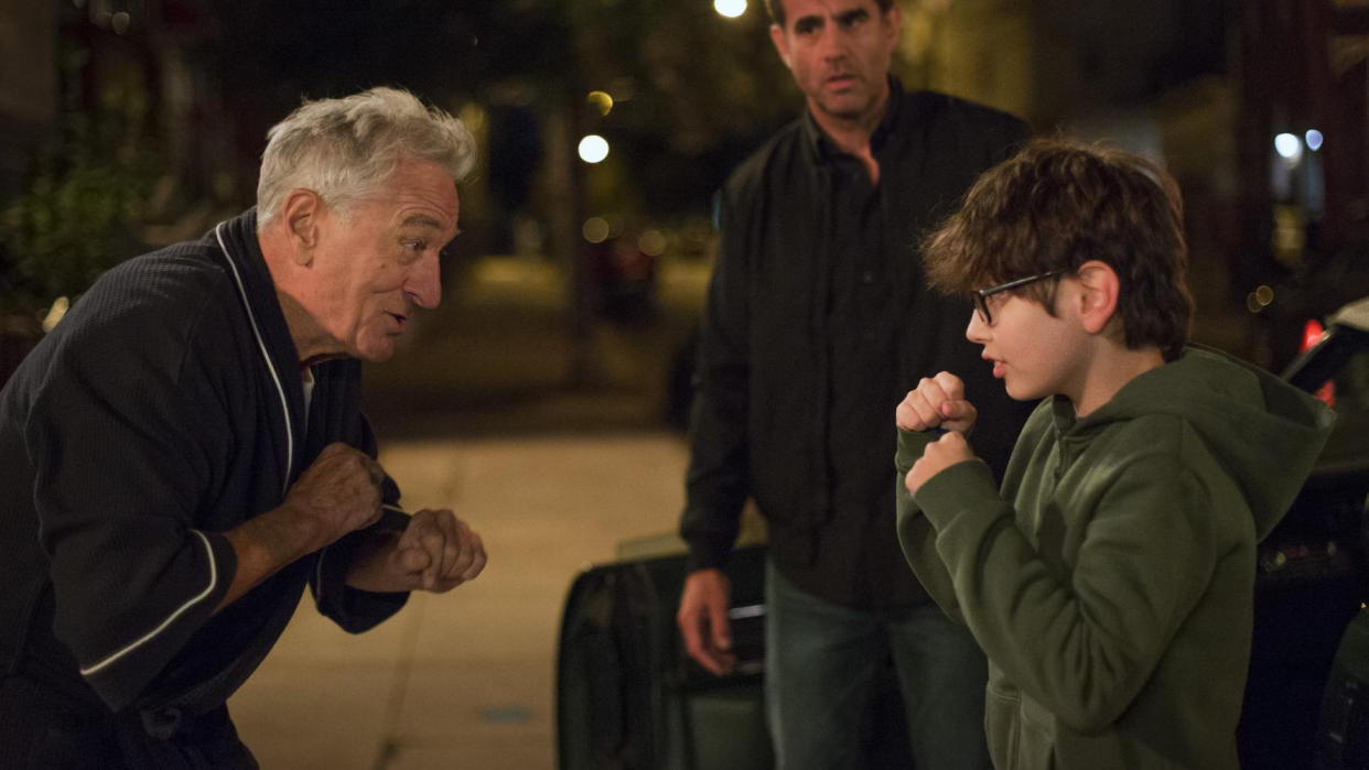  Robert De Niro and William Fitzgerald raise fists with Bobby Cannavale in the background in Ezra. 