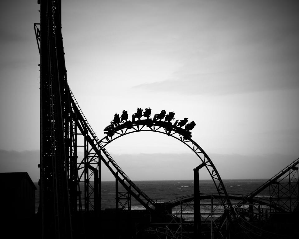 Silhouette of a rollercoaster at Blackpool