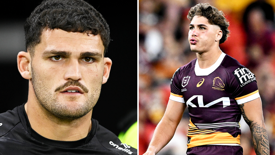 Reece Walsh (pictured right) is the latest big name ruled out of Magic Round with Nathan Cleary (pictured left) already missing. (Getty Images)