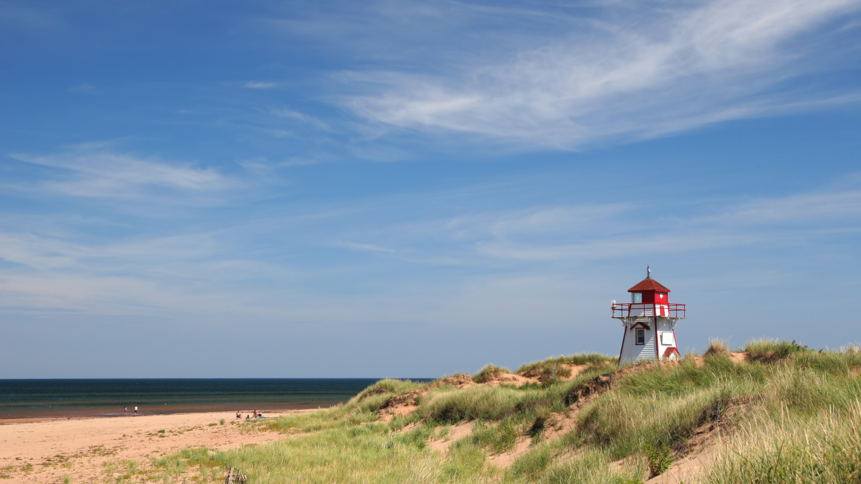  The red and white lighthouse at Dalvay. 