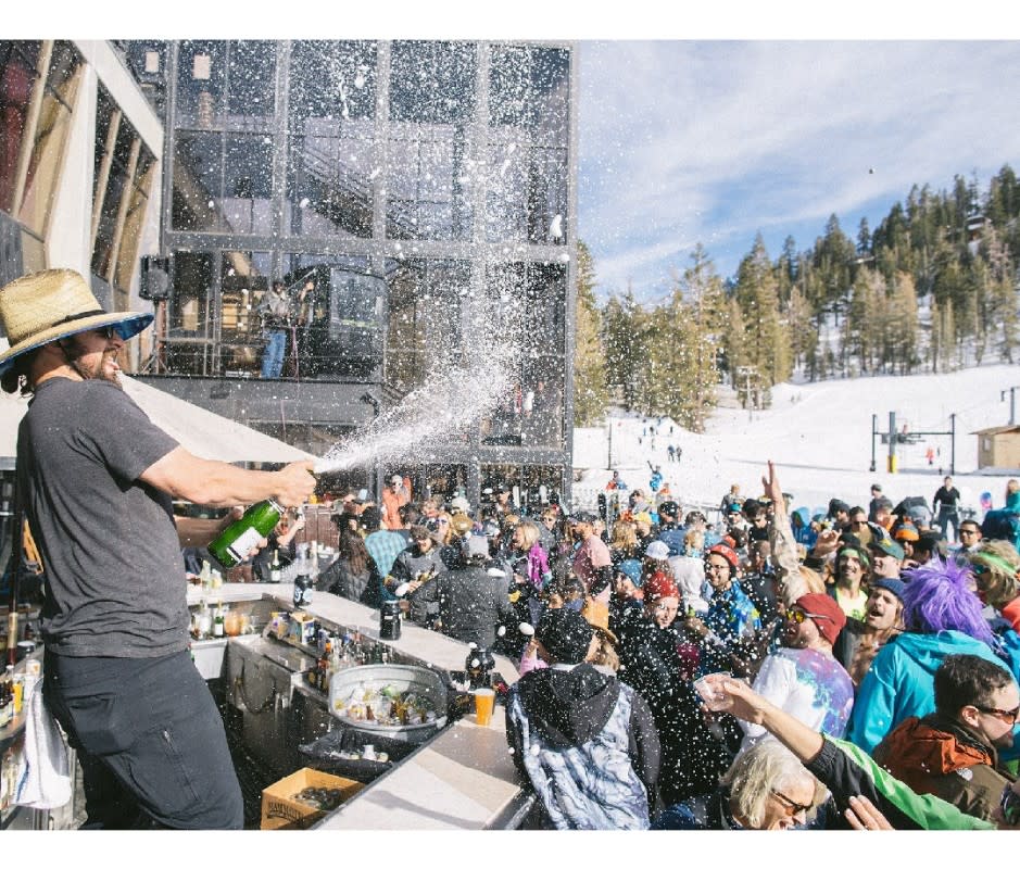 <em>Mammoth Mountain: Another day of après spray on the Canyon Lodge sundeck. </em><p>Courtesy image</p>