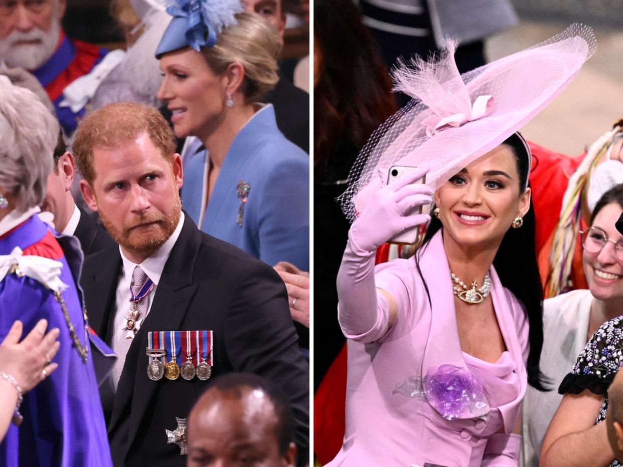 prince harry and katy perry at the coronation of king charles