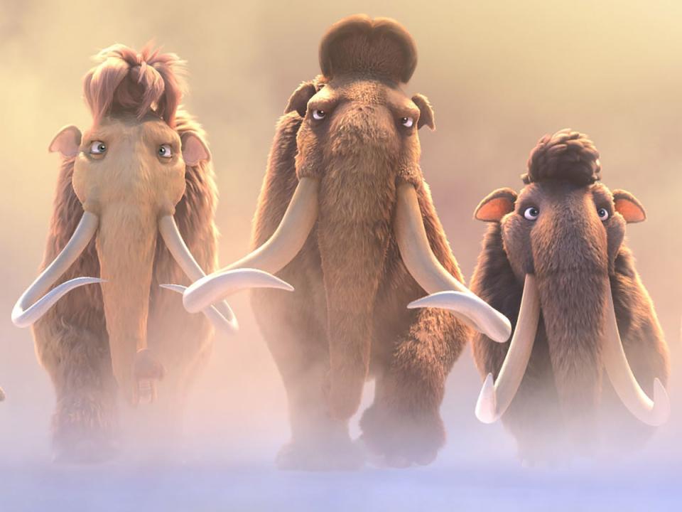 ¿La cena de esta noche? Mamuts lanudos en la película de 2016 ‘Ice Age: Collision Course’ (Shutterstock)