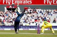 Cricket - England v Australia - Fifth One Day International - Emirates Old Trafford, Manchester, Britain - June 24, 2018 England's Jason Roy is dismissed by the bowling of Australia's Ashton Agar Action Images via Reuters/Craig Brough