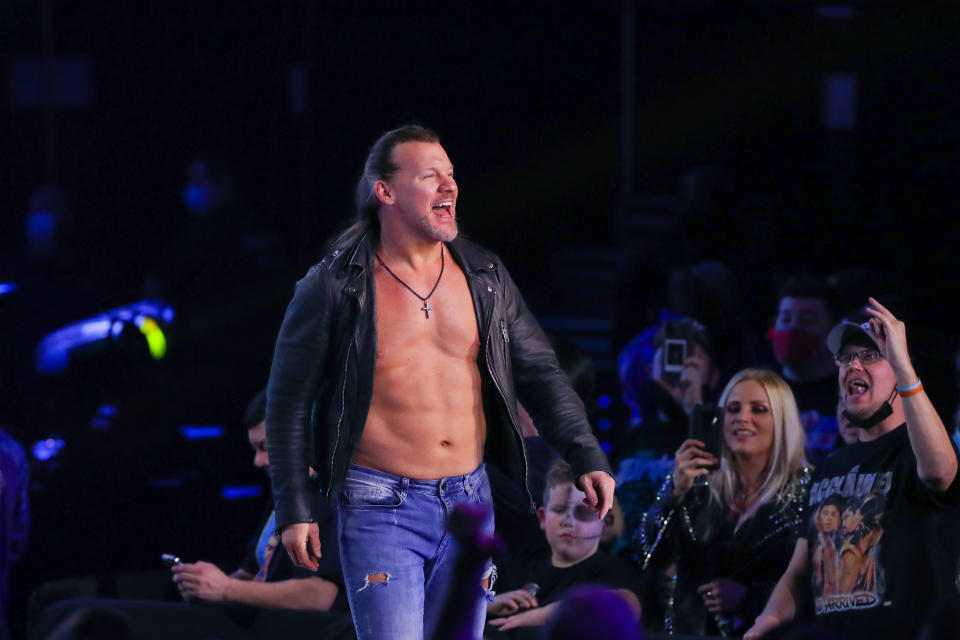 CLEVELAND, OH - JANUARY 26: Chris Jericho is introduced during the AEW Dynamite - Beach Break taping on January 26, 2022, at the Wolstein Center in Cleveland, OH. (Photo by Frank Jansky/Icon Sportswire via Getty Images)