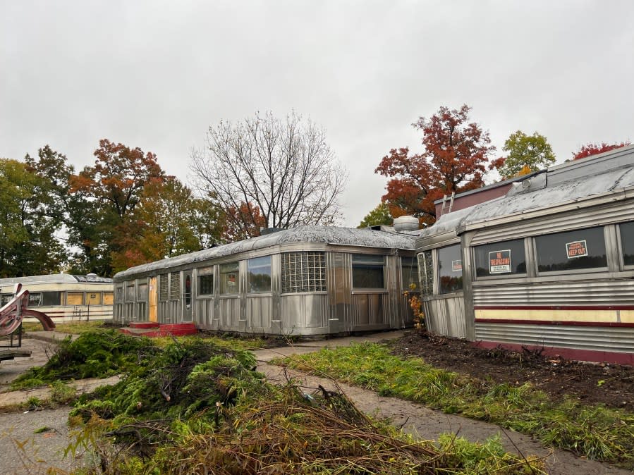 Crews removed the "Rosie's" sign form the iconic diner on Oct. 20, 2023.