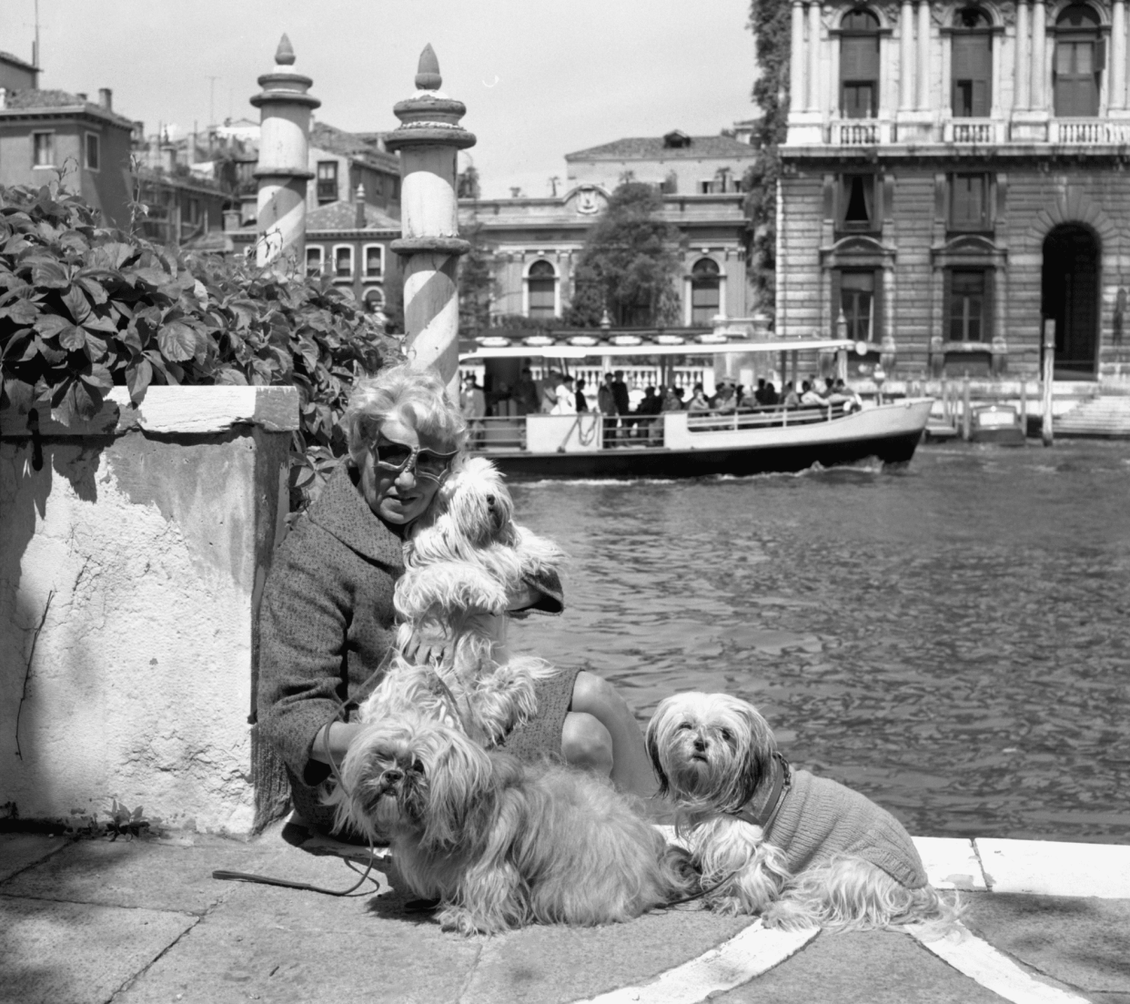 <span>Peggy Guggenheim and dogs at her palazzo in Venice, 1973.</span><span>Photograph: Solomon R Guggenheim Foundation, Venice, Photo Archivio Cameraphoto Epoche, Gift, Cassa di Risparmio di Venezia, 2005</span>
