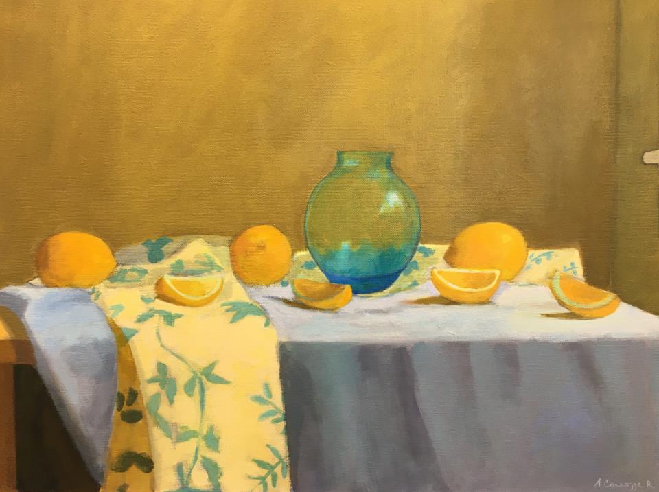 "Lemons with a Blue Glass Vase," by Anne Carrozza Remick.