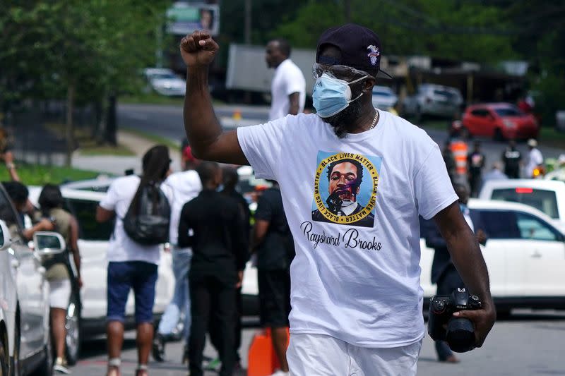 The funeral procession of Rayshard Brooks, the Black man shot dead by an Atlanta police officer, in Atlanta