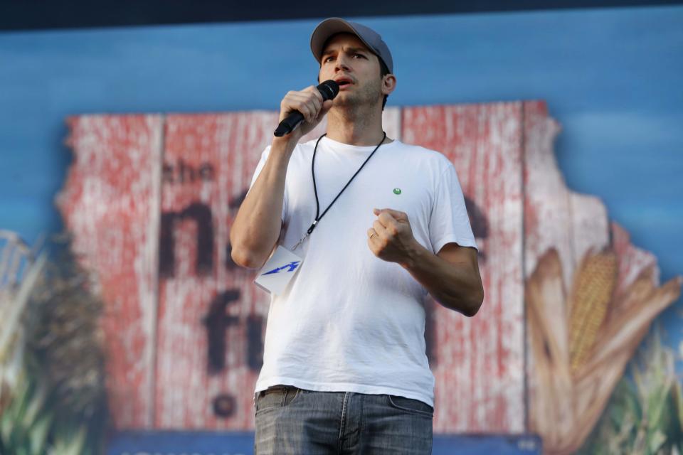 Cedar Rapids native Ashton Kutcher took to the stage before Metallica performed in June 2017 at the Iowa Speedway in Newton.