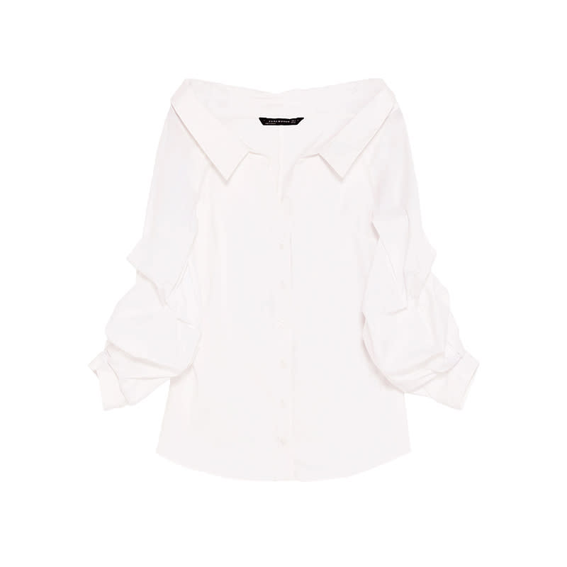 <a rel="nofollow noopener" href="https://www.zara.com/us/en/woman/new-in/wide-open-neck-shirt-with-puffy-sleeves-c805003p4664052.html" target="_blank" data-ylk="slk:Wide Open Neck Shirt With Puffy Sleeves, Zara, $50;elm:context_link;itc:0;sec:content-canvas" class="link ">Wide Open Neck Shirt With Puffy Sleeves, Zara, $50</a><p> <strong>Related Articles</strong> <ul> <li><a rel="nofollow noopener" href="http://thezoereport.com/fashion/style-tips/box-of-style-ways-to-wear-cape-trend/?utm_source=yahoo&utm_medium=syndication" target="_blank" data-ylk="slk:The Key Styling Piece Your Wardrobe Needs;elm:context_link;itc:0;sec:content-canvas" class="link ">The Key Styling Piece Your Wardrobe Needs</a></li><li><a rel="nofollow noopener" href="http://thezoereport.com/entertainment/culture/dirty-dancing-remake-twitter-reactions/?utm_source=yahoo&utm_medium=syndication" target="_blank" data-ylk="slk:Twitter Is Having The Time Of Its Life Dragging The Dirty Dancing Remake;elm:context_link;itc:0;sec:content-canvas" class="link ">Twitter Is Having The Time Of Its Life Dragging The <i>Dirty Dancing</i> Remake</a></li><li><a rel="nofollow noopener" href="http://thezoereport.com/beauty/makeup/nars-orgasm-liquid-blush/?utm_source=yahoo&utm_medium=syndication" target="_blank" data-ylk="slk:You Can Now Buy NARS' Orgasm Blush In Liquid Form;elm:context_link;itc:0;sec:content-canvas" class="link ">You Can Now Buy NARS' Orgasm Blush In Liquid Form</a></li> </ul> </p>