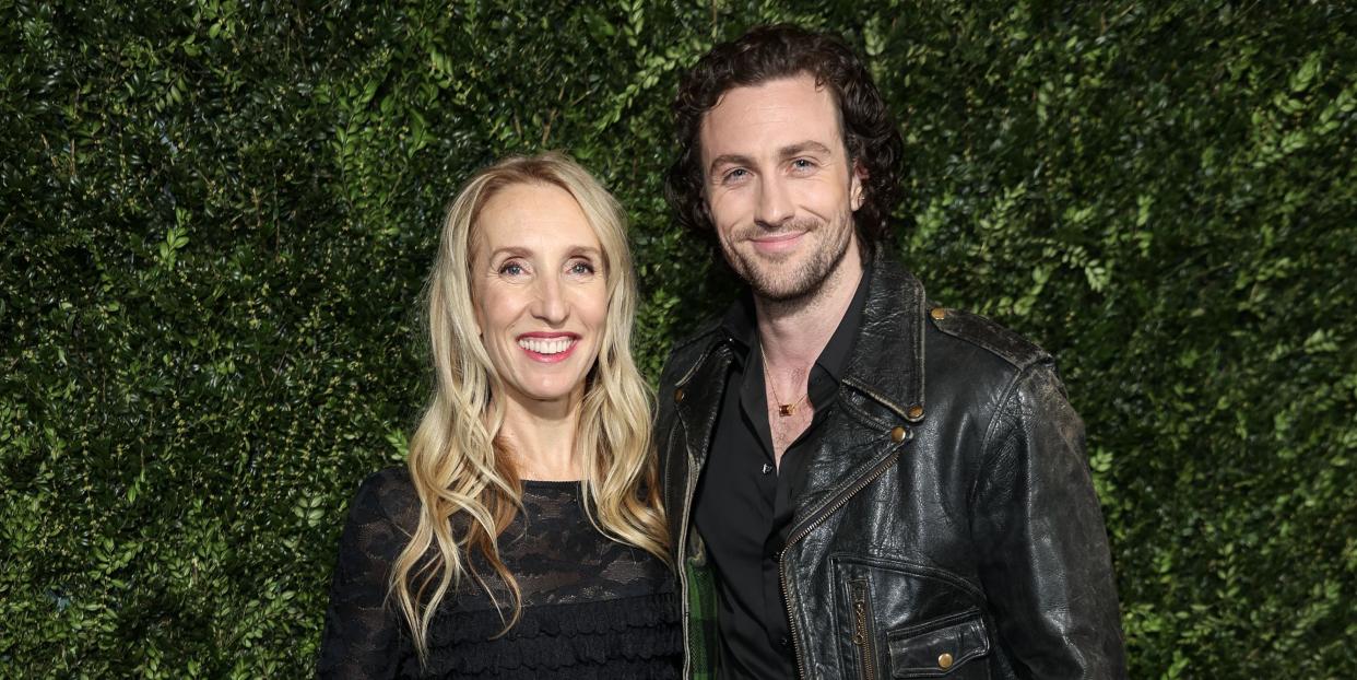 sam taylor johnson and aaron taylor johnson attend pre bafta party and pose for photos